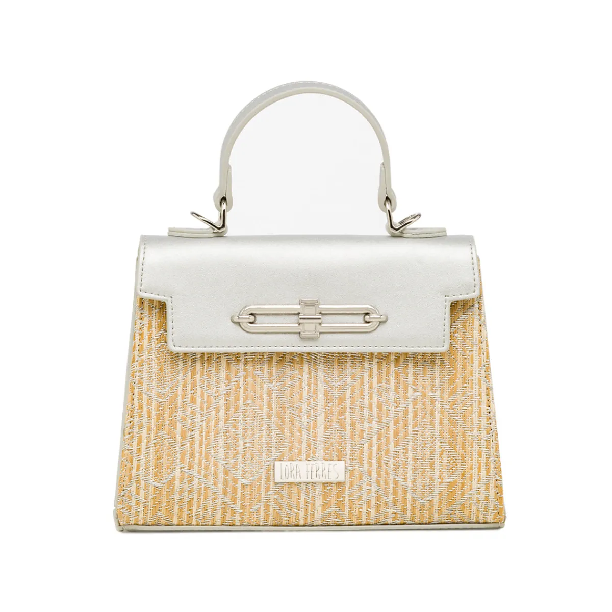 Online Borsa a Mano Argento da Donna con fibbia e inserto in rafia Donna Borse A Mano