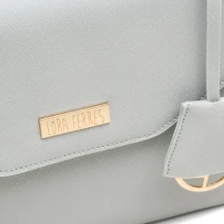 New Borsa a mano azzurra da Donna con targhetta logo Donna Borse A Mano|Scarpe Eleganti