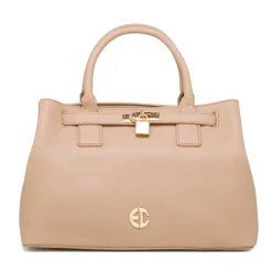 Outlet Borsa a mano beige da Donna con chiusura a lucchetto Donna Borse A Spalla