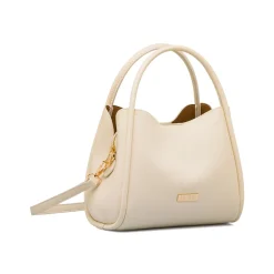 Sale Borsa a mano beige da Donna con logo dorato Donna Borse A Mano