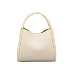 Sale Borsa a mano beige da Donna con logo dorato Donna Borse A Mano