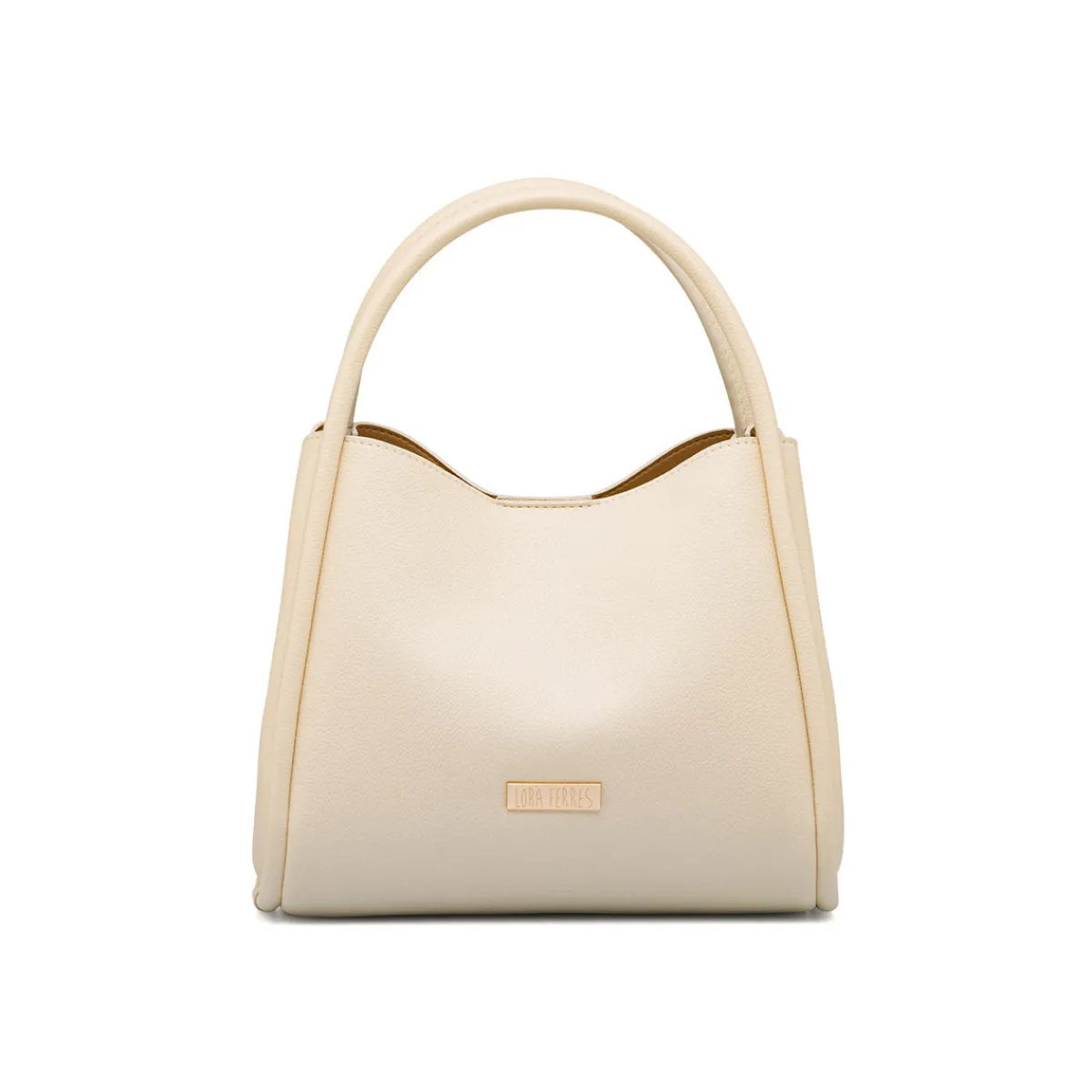 Sale Borsa a mano beige da Donna con logo dorato Donna Borse A Mano