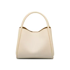 Sale Borsa a mano beige da Donna con logo dorato Donna Borse A Mano