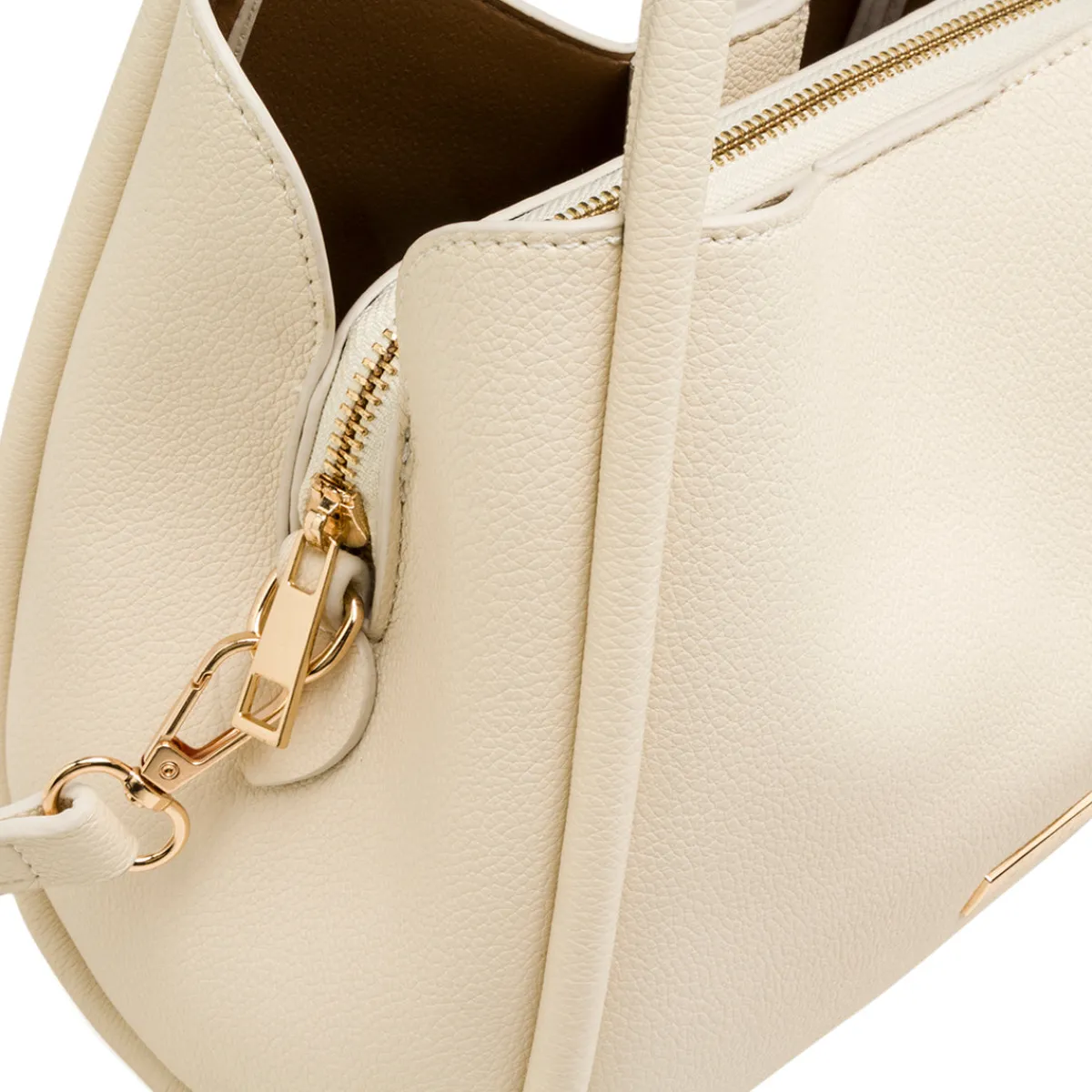 Sale Borsa a mano beige da Donna con logo dorato Donna Borse A Mano