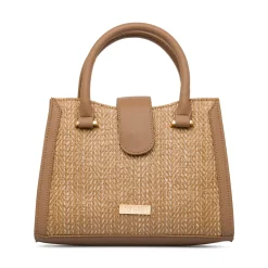 Borsa a mano beige da Donna con dettaglio effetto rafia Donna Borse A Mano|Borse Cerimonia