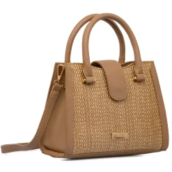 Borsa a mano beige da Donna con dettaglio effetto rafia Donna Borse A Mano|Borse Cerimonia