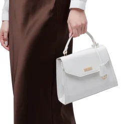 Outlet Borsa a mano bianca da Donna con tracolla rimovibile Donna Borse A Mano|Scarpe Eleganti