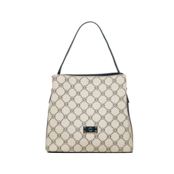 New Borsa a mano bianco off-white e blu da Donna con logo Donna Borse A Mano