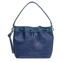 Outlet Borsa a mano blu da Donna con dettaglio effetto rafia Donna Borse A Mano