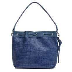 Outlet Borsa a mano blu da Donna con dettaglio effetto rafia Donna Borse A Mano