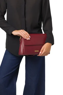 Best Borsa a mano Bordeaux da Donna con logo Donna Borse A Mano