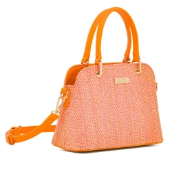 Clearance Borsa a mano da Donna Arancione effetto raffia con logo frontale Donna Borse A Mano