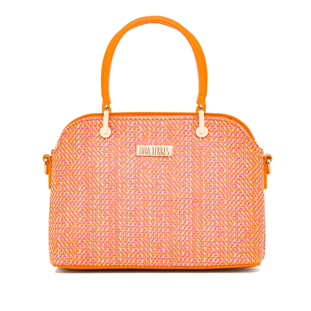 Clearance Borsa a mano da Donna Arancione effetto raffia con logo frontale Donna Borse A Mano