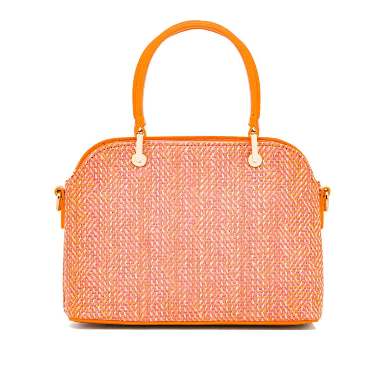 Clearance Borsa a mano da Donna Arancione effetto raffia con logo frontale Donna Borse A Mano