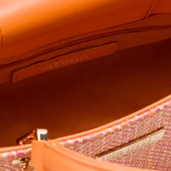 Clearance Borsa a mano da Donna Arancione effetto raffia con logo frontale Donna Borse A Mano