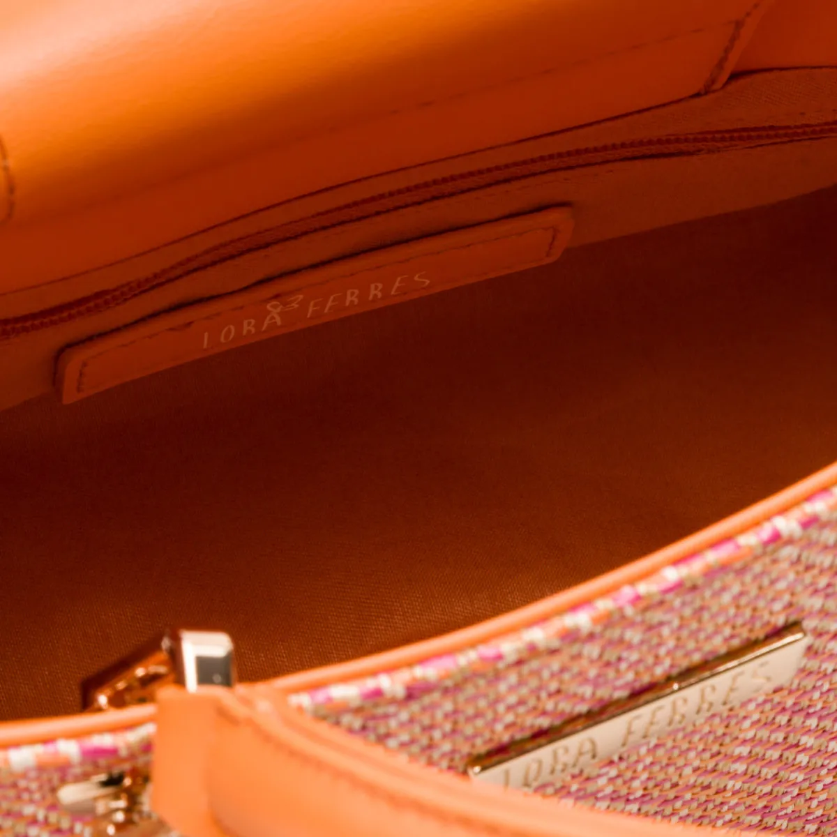 Clearance Borsa a mano da Donna Arancione effetto raffia con logo frontale Donna Borse A Mano