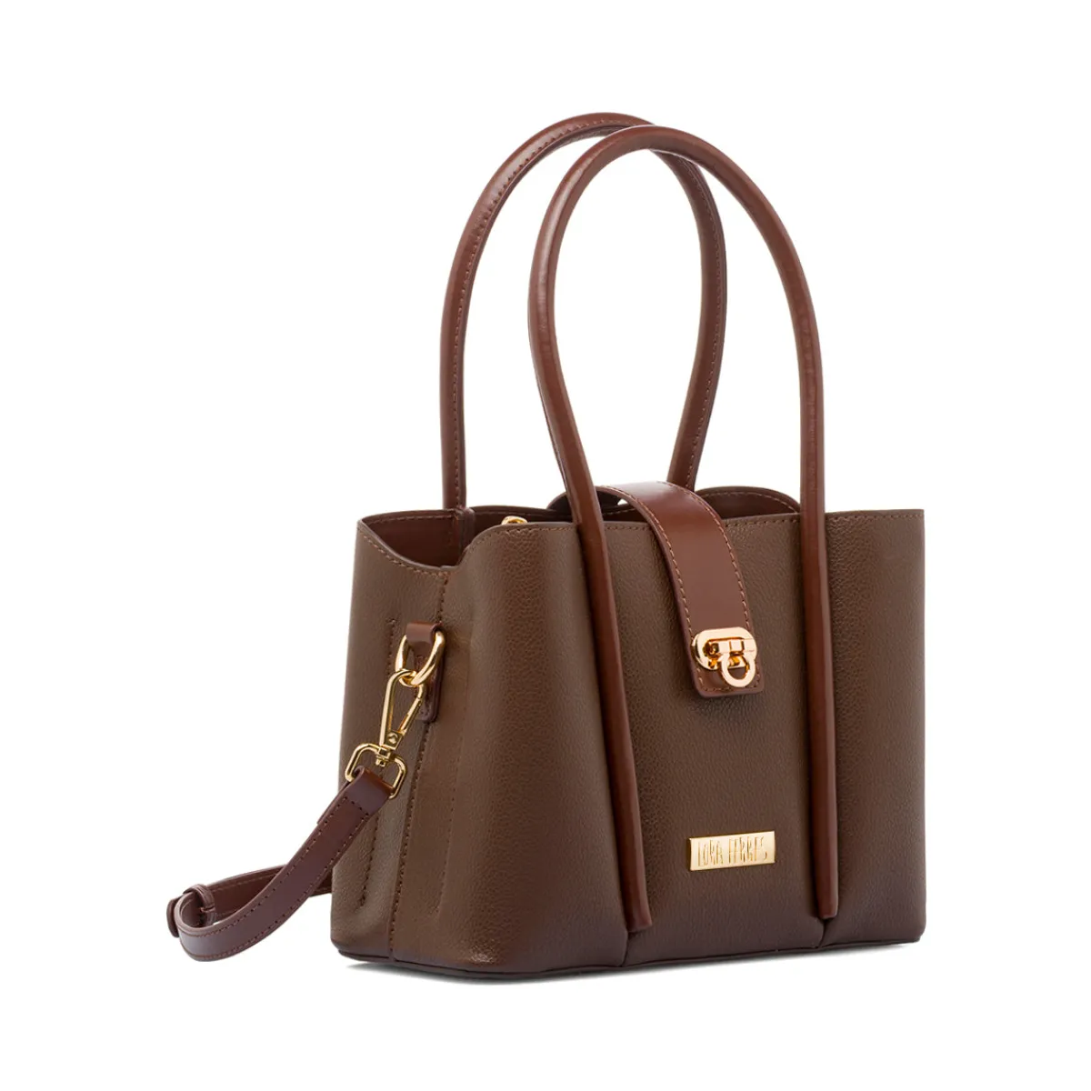 Borsa a Mano da Donna Marrone con Dettagli Oro Donna Borse A Mano