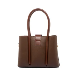 Borsa a Mano da Donna Marrone con Dettagli Oro Donna Borse A Mano