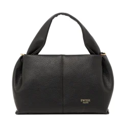 New Borsa a Mano da Donna Nera con Manico Imbottito Donna Borse A Mano