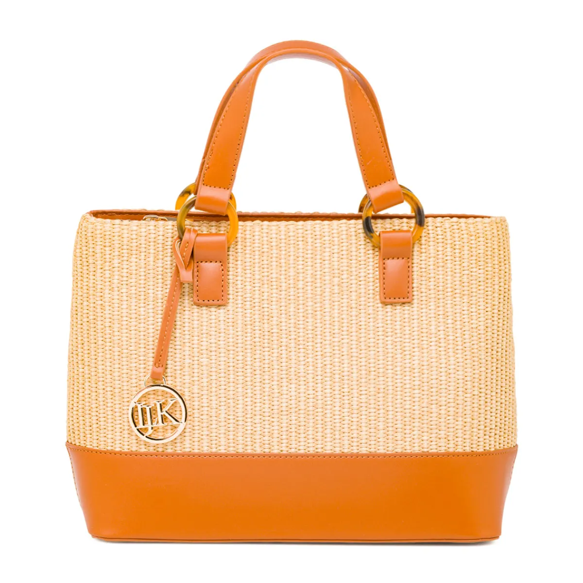 New Borsa a Mano in Rafia da Donna con Ciondolo rimovibile Logo Donna Borse A Mano