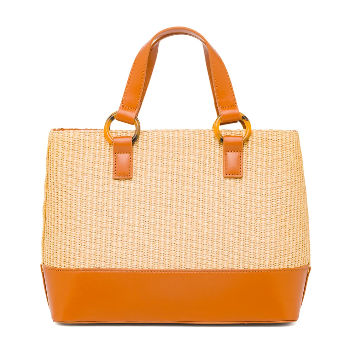 New Borsa a Mano in Rafia da Donna con Ciondolo rimovibile Logo Donna Borse A Mano