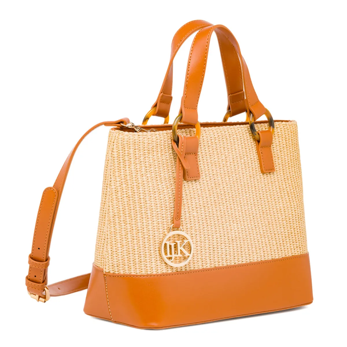 New Borsa a Mano in Rafia da Donna con Ciondolo rimovibile Logo Donna Borse A Mano