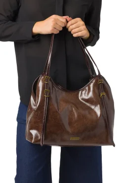 Discount Borsa a mano marrone da Donna con dettagli in metallo Donna Borse A Spalla