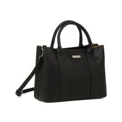 Sale Borsa a mano nera da Donna con logo in metallo Donna Borse A Mano