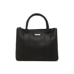 Sale Borsa a mano nera da Donna con logo in metallo Donna Borse A Mano