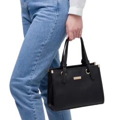 New Borsa a mano nera da Donna con manico dettaglio nodo Donna Borse A Mano