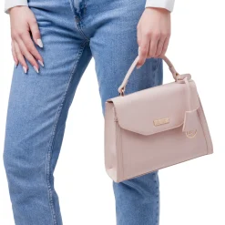 Hot Borsa a mano rosa da Donna con targhetta logo Donna Borse A Mano|Scarpe Eleganti