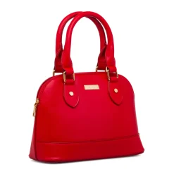 Hot Borsa a mano rossa da Donna con inserti in metallo dorati Donna Borse A Mano