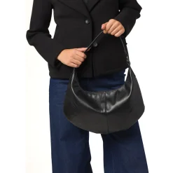 Outlet Borsa a mezzaluna nera da Donna Donna Borse A Spalla