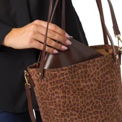 Discount Borsa a secchiello con stampa animalier marrone da Donna Donna Borse A Spalla