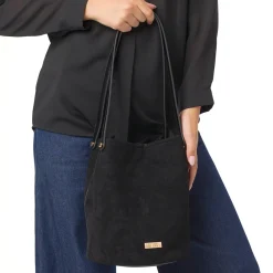 Discount Borsa a secchiello nera da Donna con logo Donna Borse A Spalla