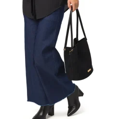 Discount Borsa a secchiello nera da Donna con logo Donna Borse A Spalla