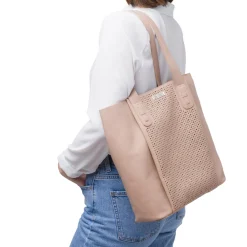 New Borsa a spalla beige da Donna con dettagli traforati Donna Borse A Spalla