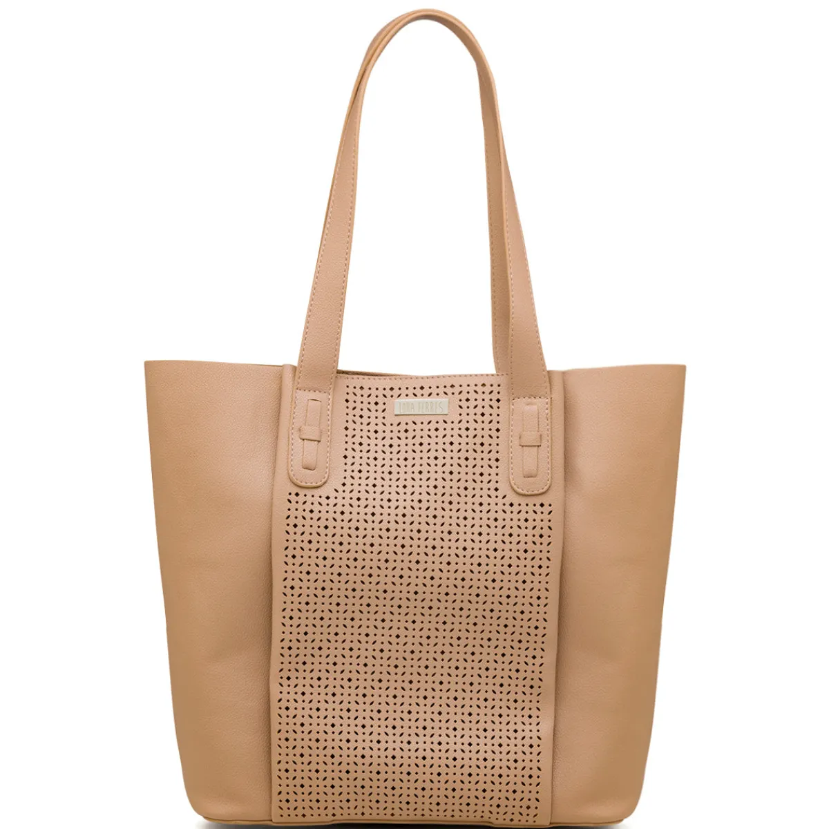 New Borsa a spalla beige da Donna con dettagli traforati Donna Borse A Spalla