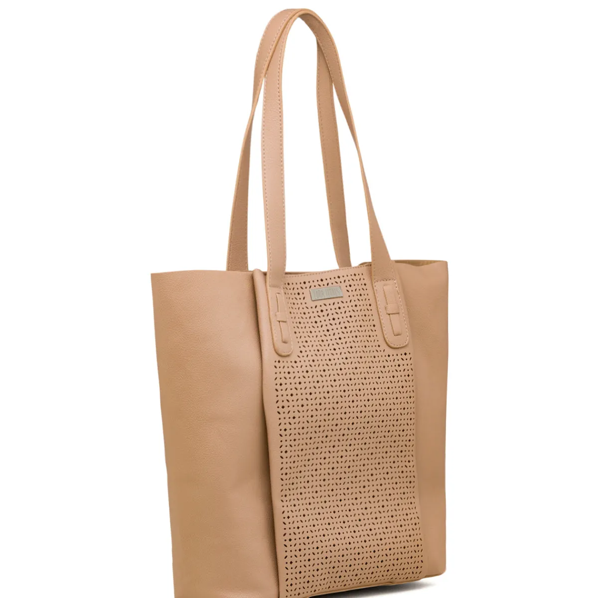 New Borsa a spalla beige da Donna con dettagli traforati Donna Borse A Spalla