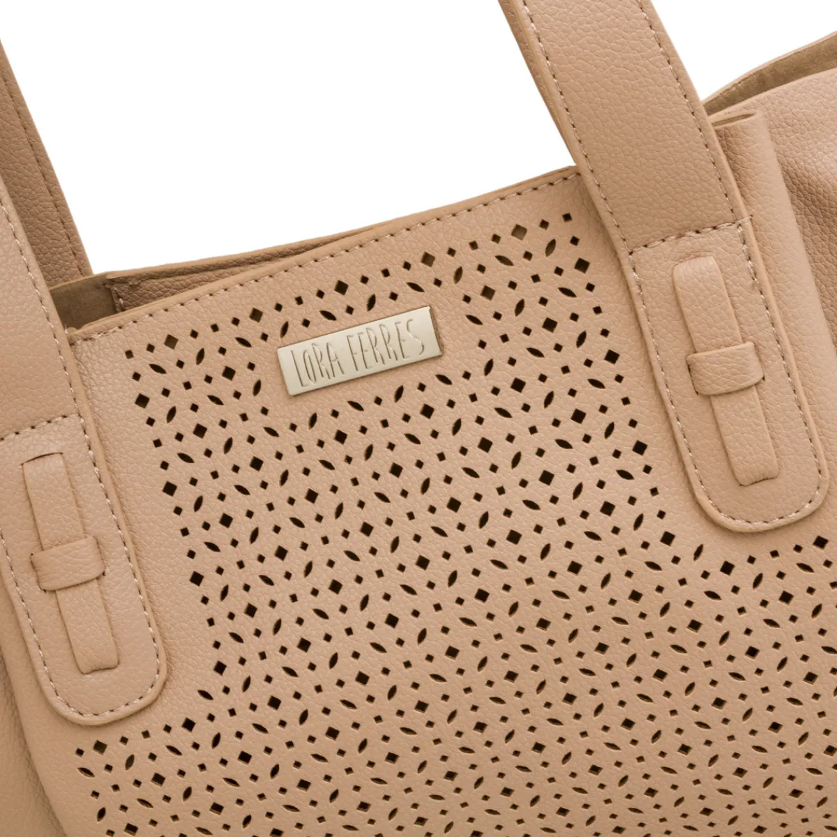 New Borsa a spalla beige da Donna con dettagli traforati Donna Borse A Spalla