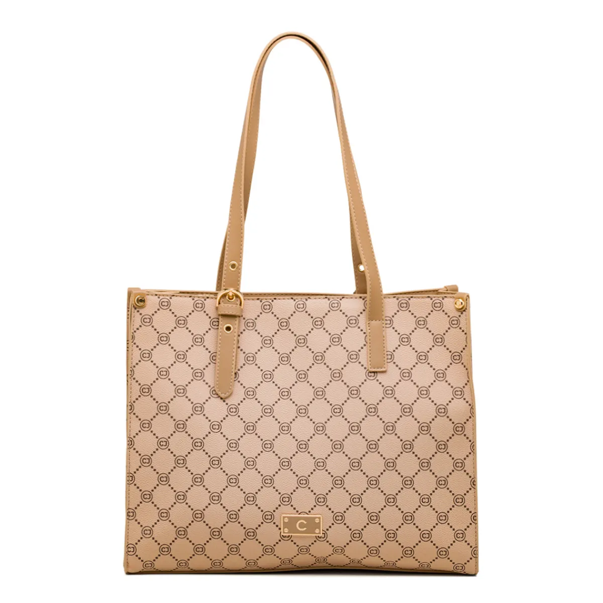 Sale Borsa a spalla beige da Donna con dettaglio logo metallizzato Donna Borse A Spalla