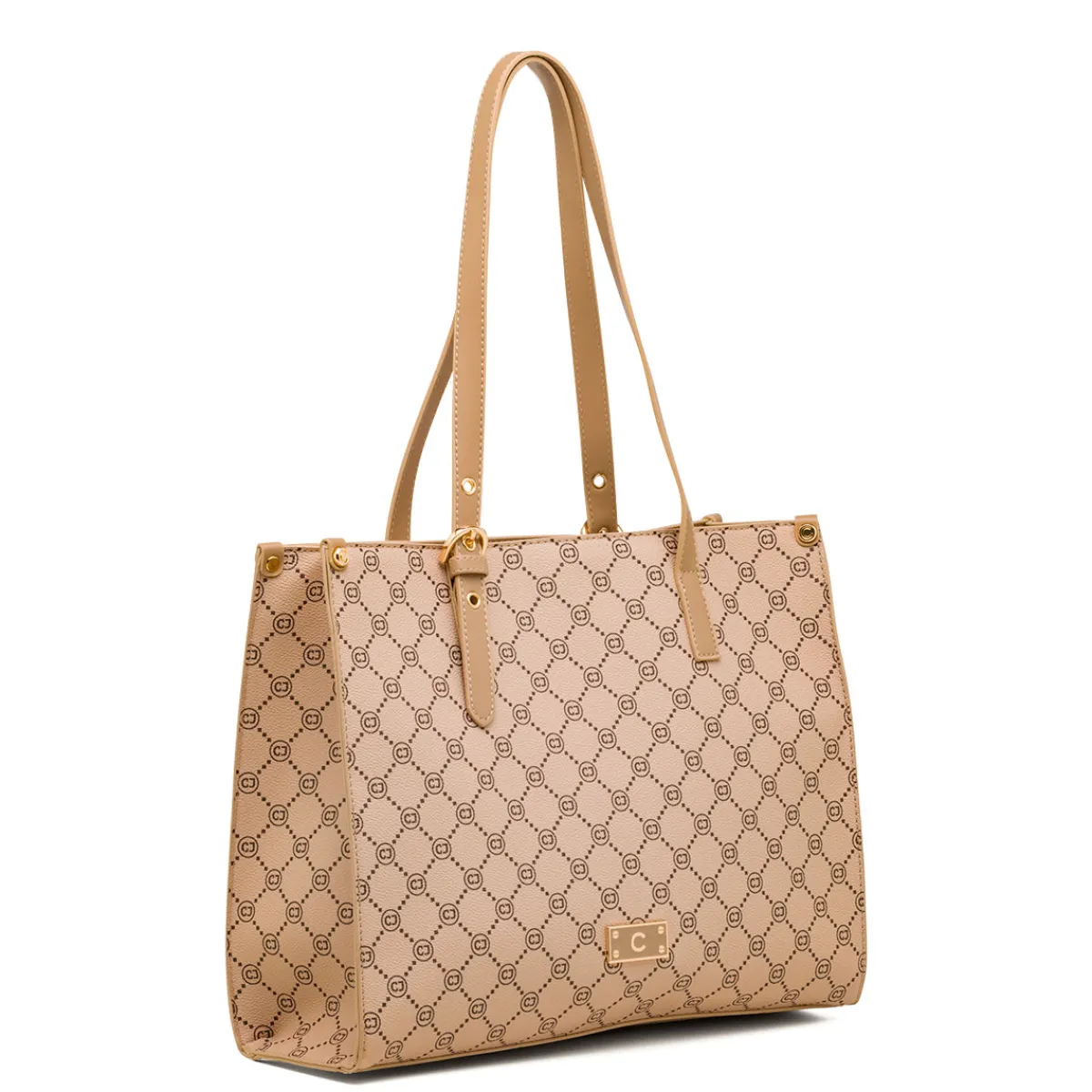 Sale Borsa a spalla beige da Donna con dettaglio logo metallizzato Donna Borse A Spalla