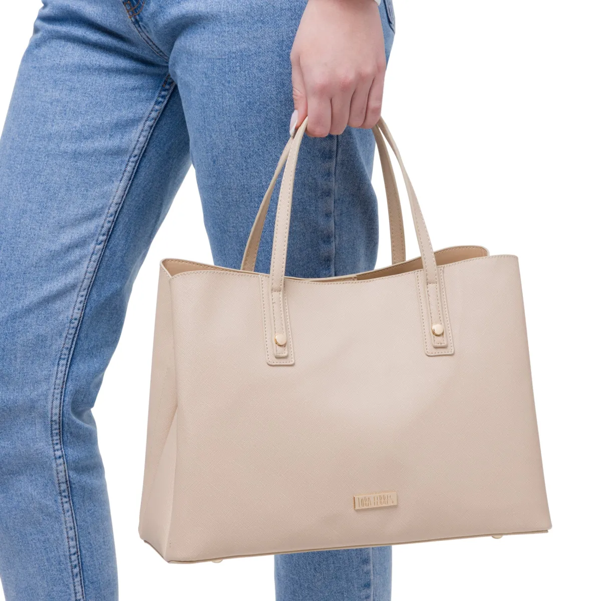 Hot Borsa a spalla beige da Donna con inserti e logo dorati Donna Borse A Spalla