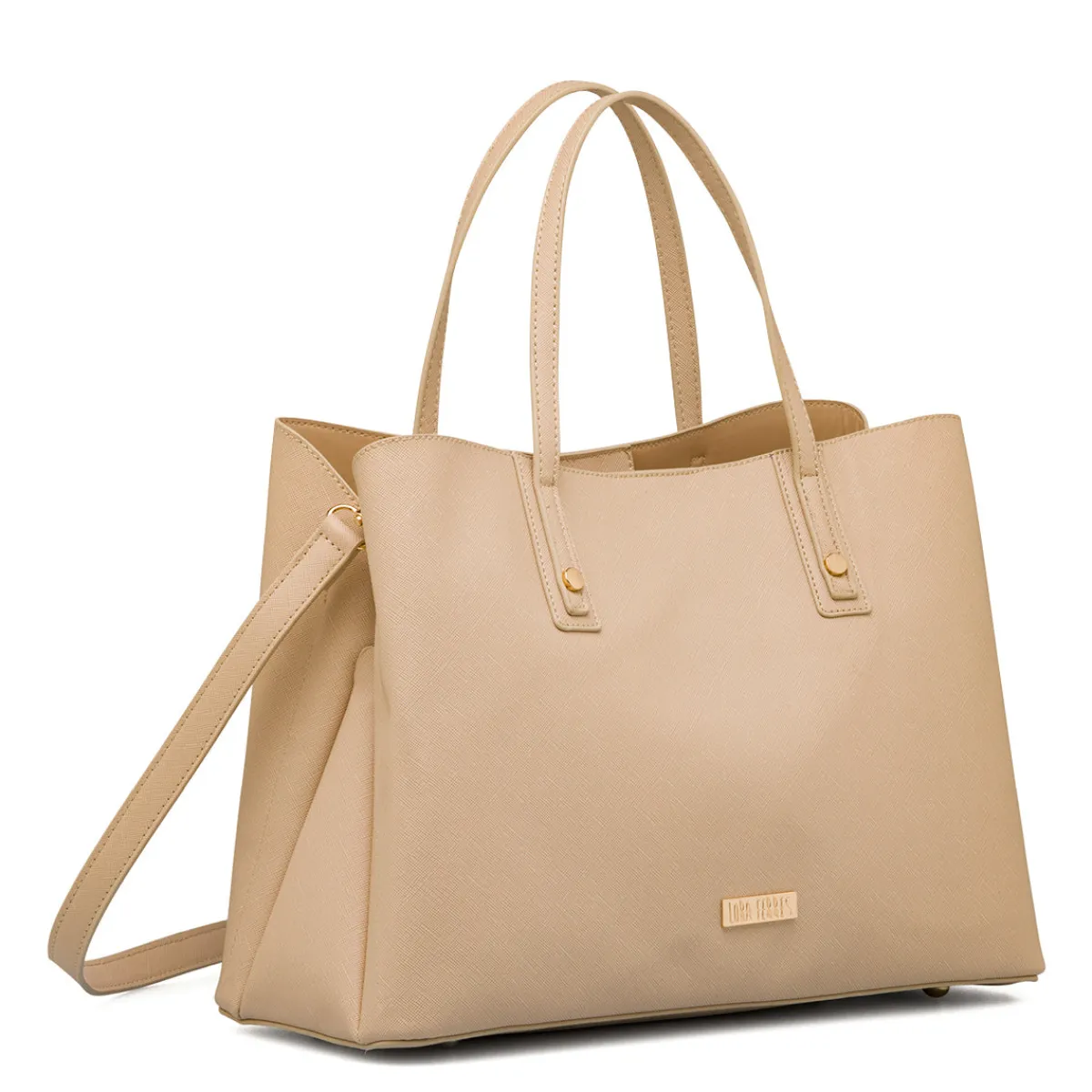 Hot Borsa a spalla beige da Donna con inserti e logo dorati Donna Borse A Spalla
