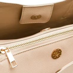 Hot Borsa a spalla beige da Donna con inserti e logo dorati Donna Borse A Spalla