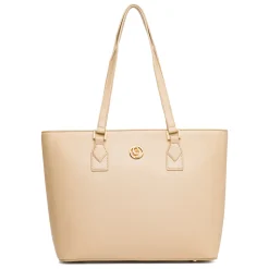 Clearance Borsa a spalla Beige da Donna con logo in metallo Donna Borse A Spalla