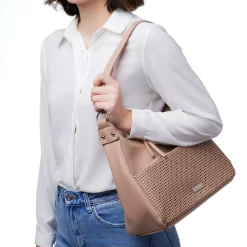 Sale Borsa a spalla Beige da Donna con dettaglio traforato Donna Borse A Spalla