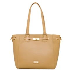 Borsa a spalla beige da Donna con dettaglio in metallo Donna Borse A Mano