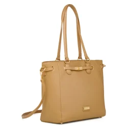 Borsa a spalla beige da Donna con dettaglio in metallo Donna Borse A Mano