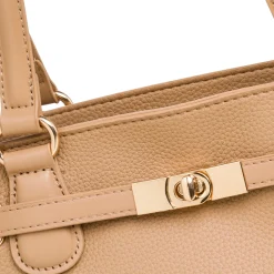 Borsa a spalla beige da Donna con dettaglio in metallo Donna Borse A Mano